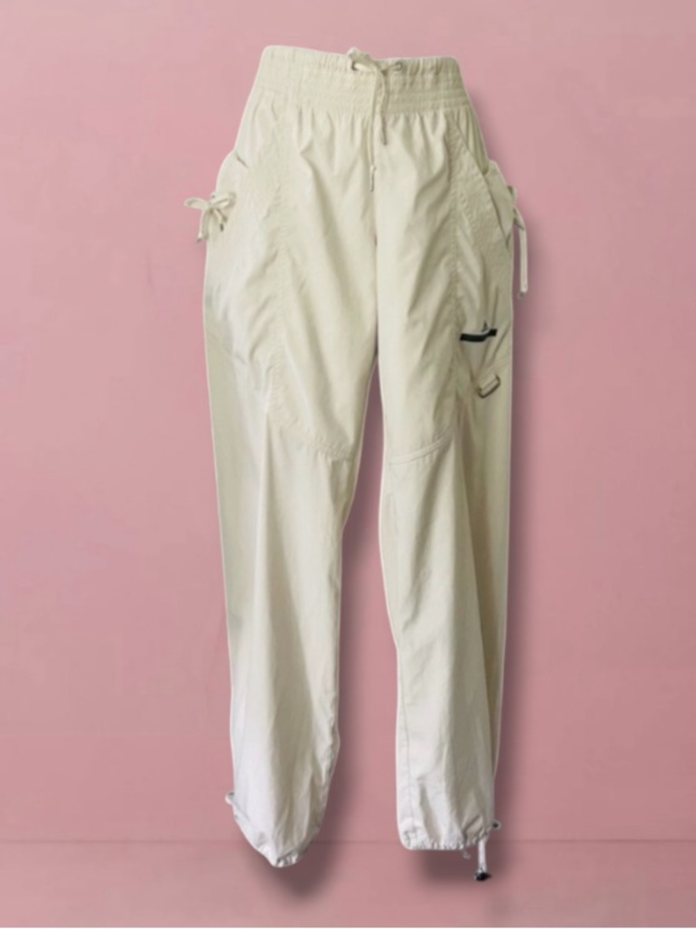STELLA McCartney ADIDAS IVORY CARGO NYLON PANTS SIZE MEDIUM